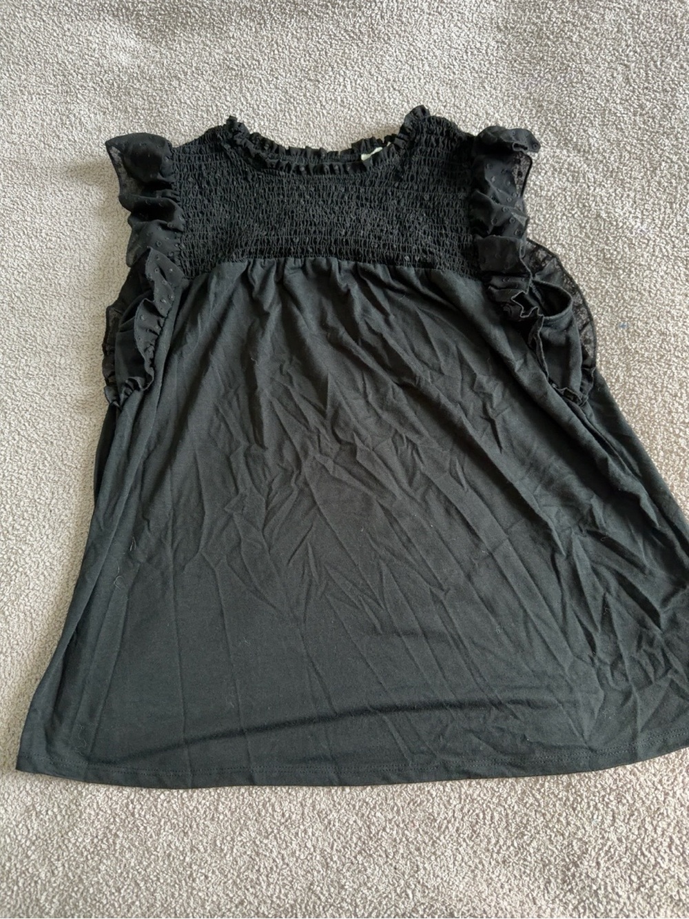 Just Found Black Smocked Ruffle Sleeve Blouse Size